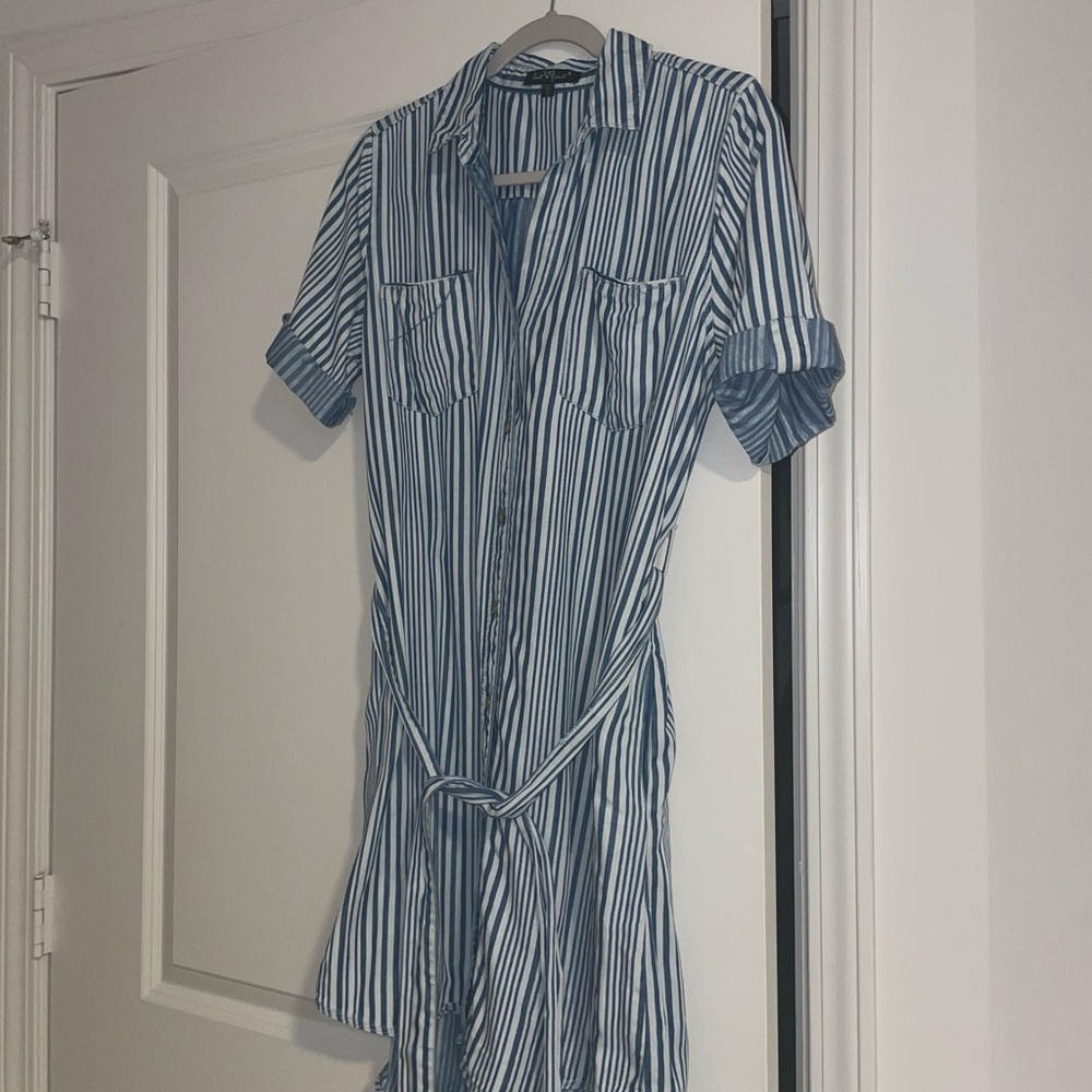 Velvet Heart Blue and White Striped Mini Dress